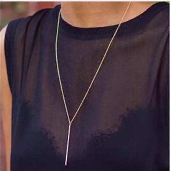 Silver Dangling Bar Necklace (152) - Picture 3 of 3